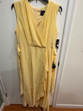 Yellow Sleeveless Wrap Midi Dress by Maison Tara - NWT